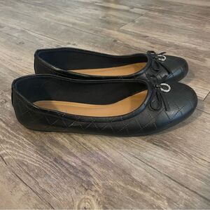 Nautica Black Quilted Ballet Flats with Bow